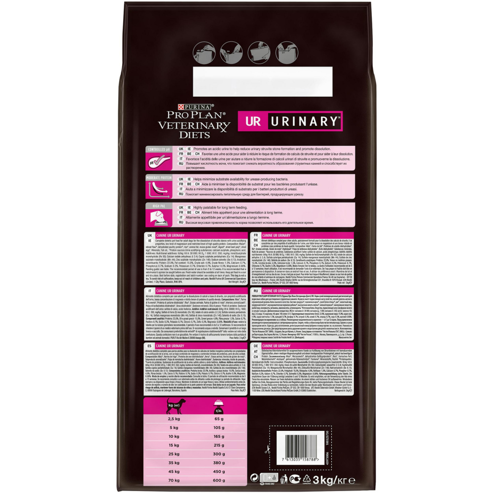ПР0033143 Корм для собак Veterinary Diets UR Urinary при образовании мочевых камней, сух. 3кг Pro Plan  - Вид №9