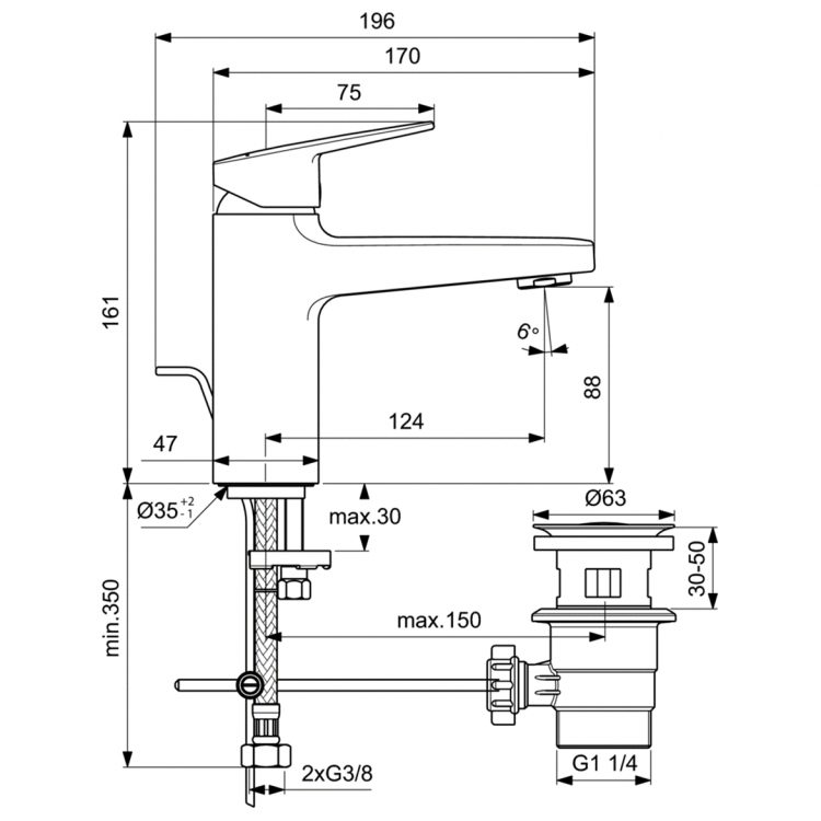 BD225AA Смеситель для раковины Ideal Standard CERAPLAN  - Вид №3