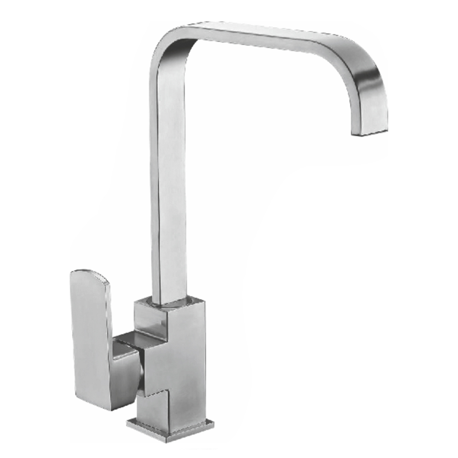 Смеситель д/кухни MELANA-F8113 нерж.сталь, однорычажный, сатин, высокий излив  - Вид №2