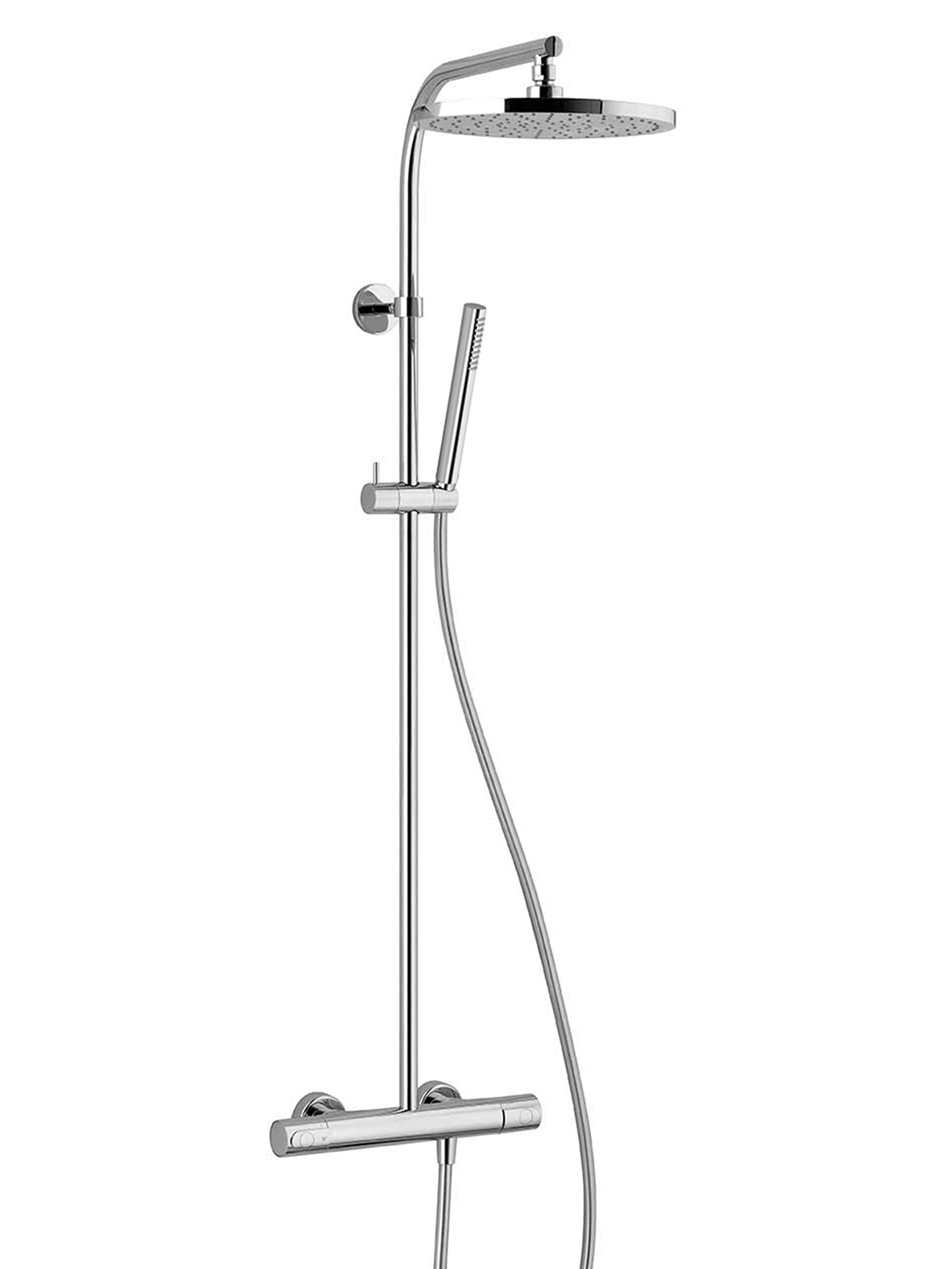 8092  Термостатический смеситель из стены для душаручки переключатель с закрытием, на 2 потока с поворотной кнопкой ручная лейка FIT гибкий шланг 150 см ПВХ верхний душ Ø 20 см впуски 1/2'' регулируемое крепление Fantini Rubinetti LAMÉ LAME