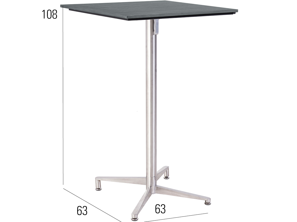 76.00.0076 Стол Victory высокий Tradition Resysta Stone серый 70 × 70 + высокая рама стола нержавеющая сталь складная Mbm - Вид №1