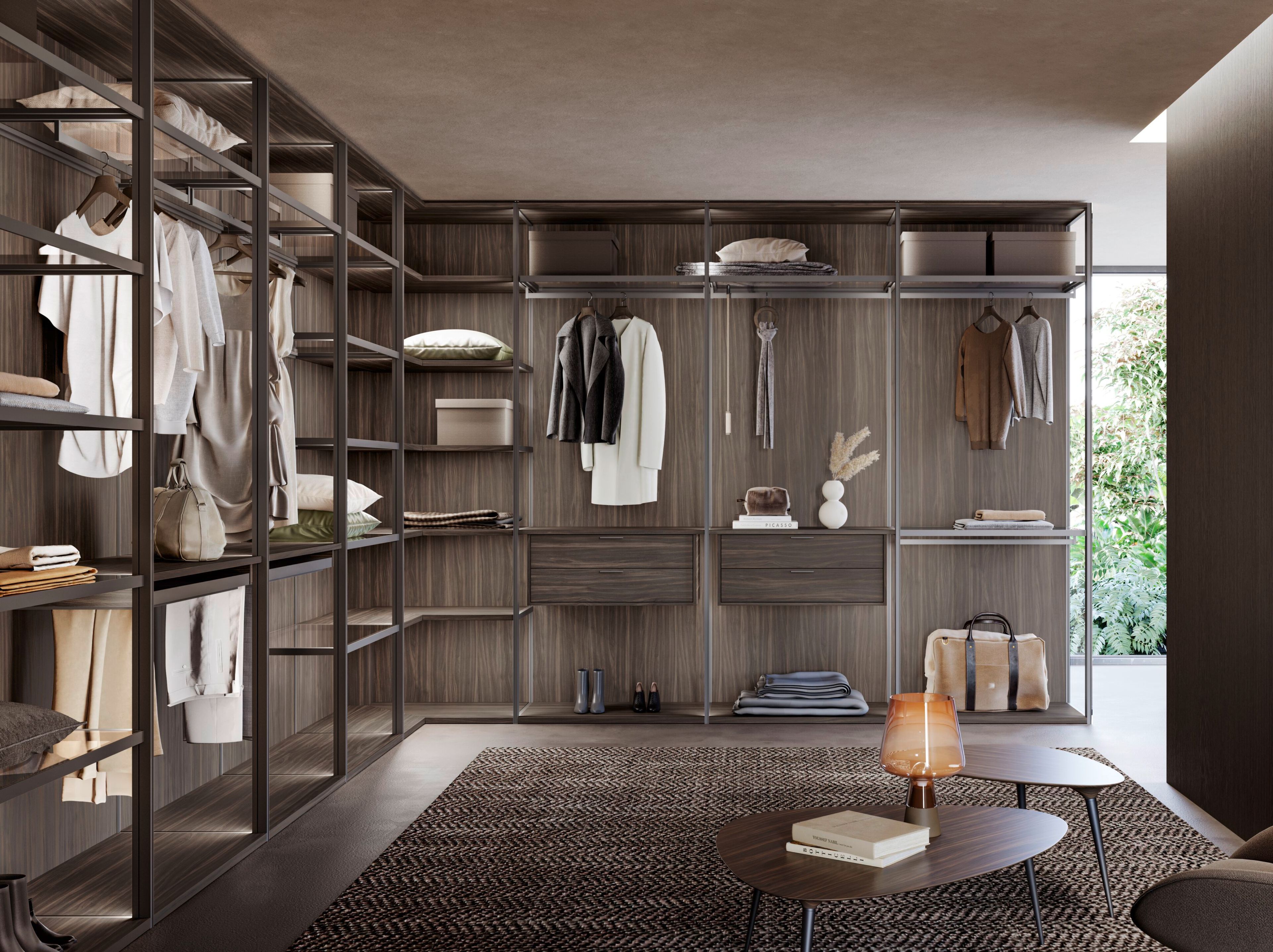 Деревянная секционная гардеробная со встроенным освещением Olivieri ARCH-00000831