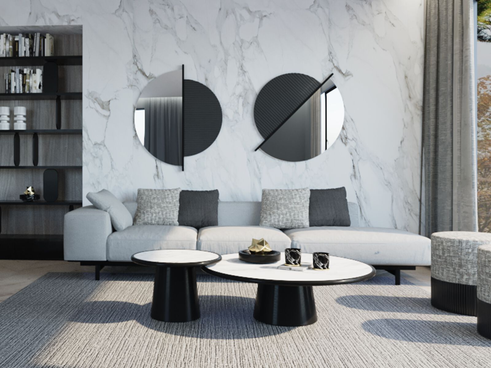 Круглый деревянный и мраморный журнальный столик ANA ROQUE INTERIORS ARCH-00086880 - Вид №2