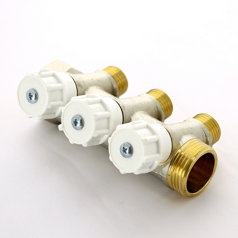 Коллектор НВ 1" с вентилями никелированный ITAP 3 выхода 1/2"Н 38мм 46513 - Вид №3