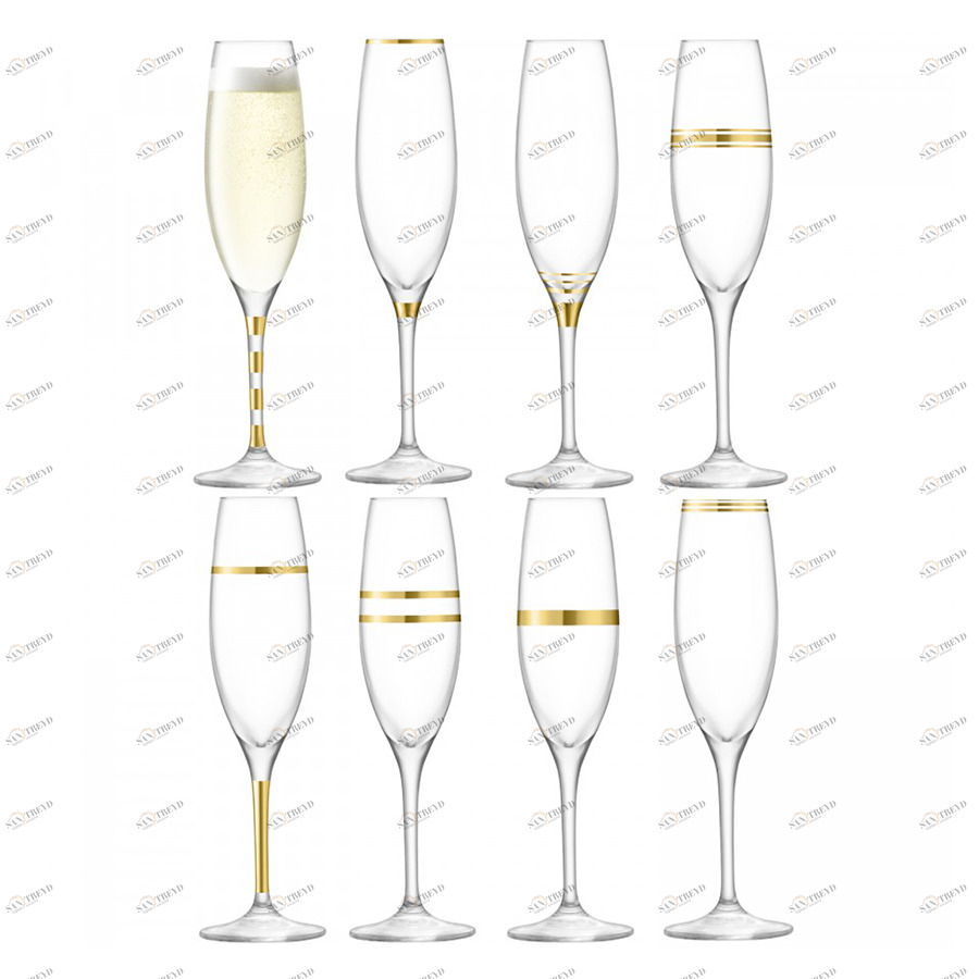 Набор из 8 бокалов-флейт с золотым декором 225 мл Deco LSA INTERNATIONAL DECO 00-3863014 Прозрачный