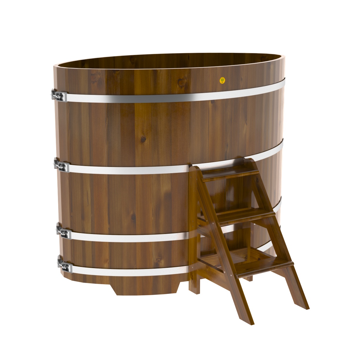 2285 Купель овальная из лиственницы Рустик 1,02х1,68х1,4 морёная Alyarus  - Вид №1