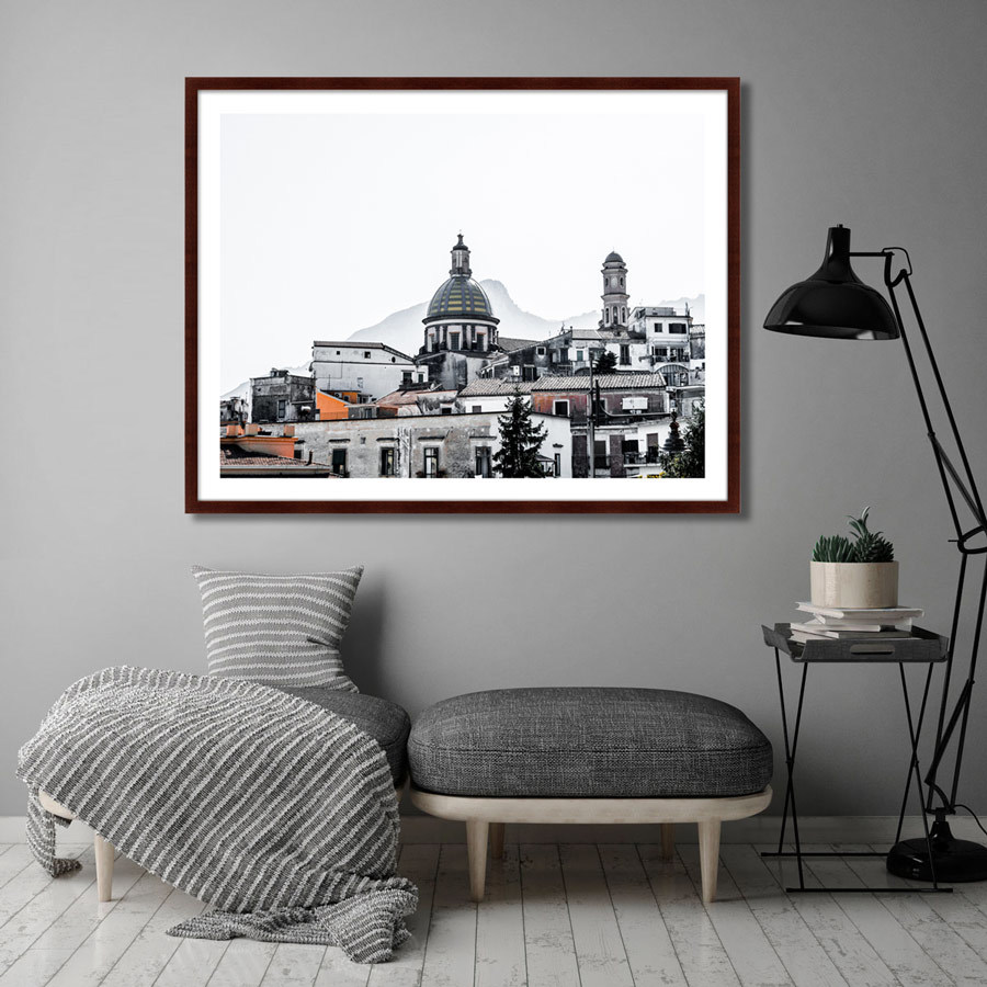 Фотокартина в деревянной раме 130х102 см Italian rooftops КАРТИНЫ В КВАРТИРУ  264724 Белый;коричневый;разноцветный  - Вид №2