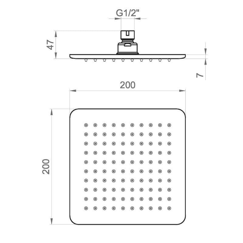 Квадратная душевая головка и металлический ручной душ Ercos Square ARCH-00114828 - Вид №7