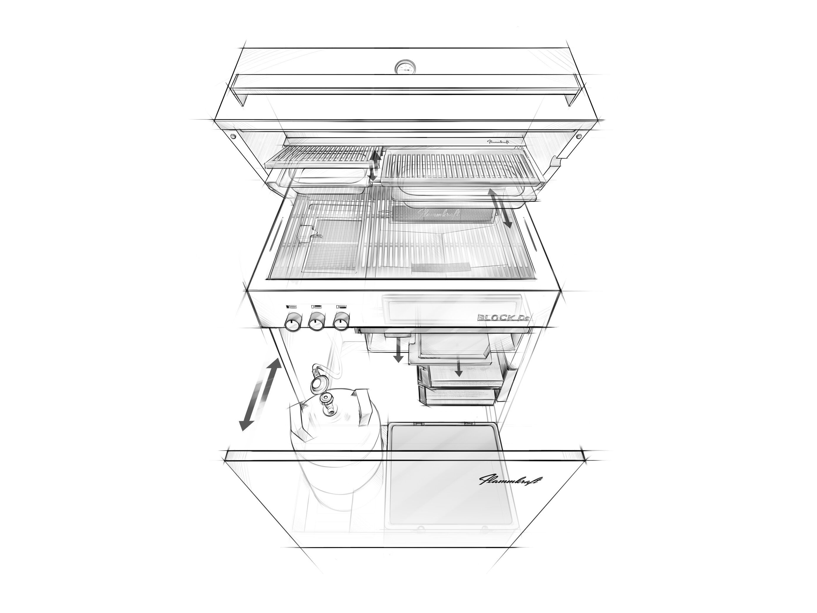 Газовый гриль из нержавеющей стали Flammkraft BLOCK DS ARCH-00107699 - Вид №16
