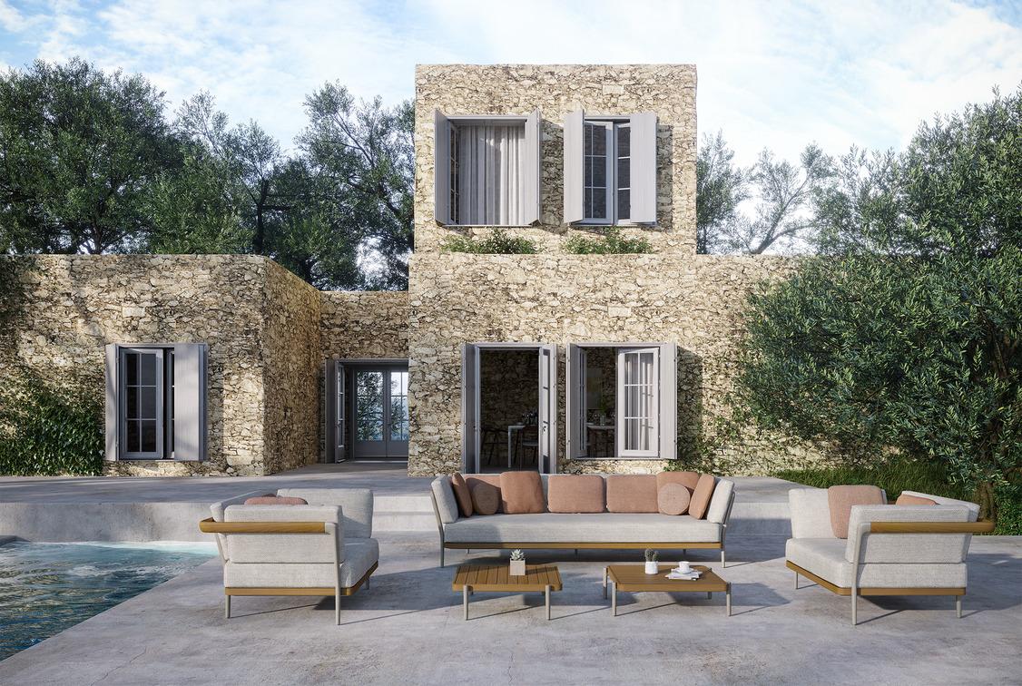 MNST1201 Левое угловое двойное сиденье кремень teak Manutti Flex - Вид №17