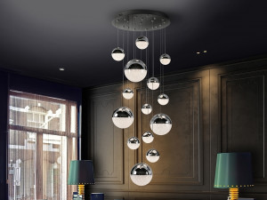 109023 Подвесной светильник 14L LED Ø60 DIM BLUETOOTH хром Schuller Sphere