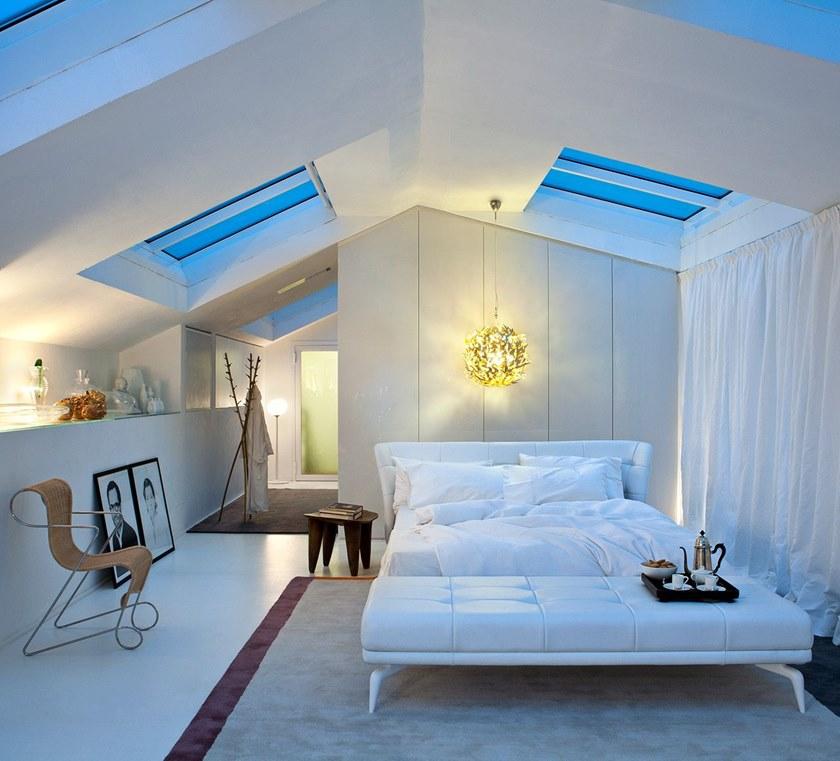 Driade Двуспальная кровать из кожи с обитым изголовьем Leeon sun-id-1508201 - Вид №1