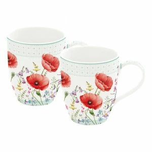 Кружки фарфоровые 2 шт белые "Красные маки" EASY LIFE КРАСНЫЕ МАКИ 00-3946986 Белый;красный