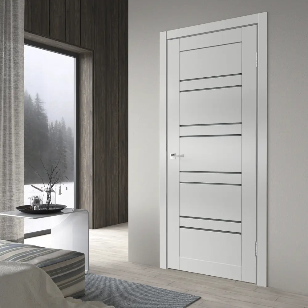 Дверь межкомнатная Linea 8 остекленная HardFlex ламинация цвет платина 90x200 см (с замком и петлями) 88110175 STLM-2161941 VELLDORIS  - Вид №6