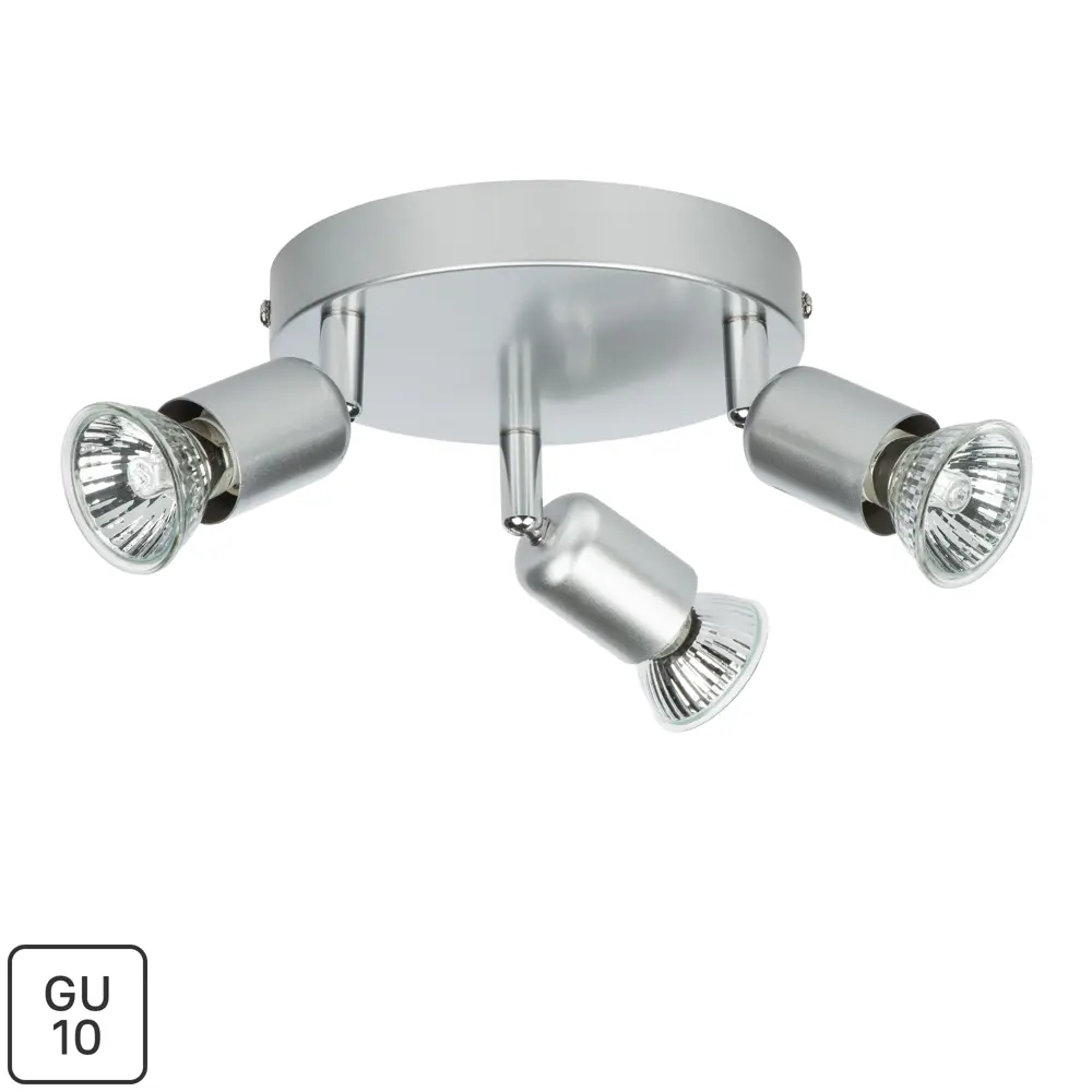 Спот поворотный Basic 3 лампы GU10 7.5 м² круглый цвет серебристый 81983721 STLM-2049444 Santreyd 