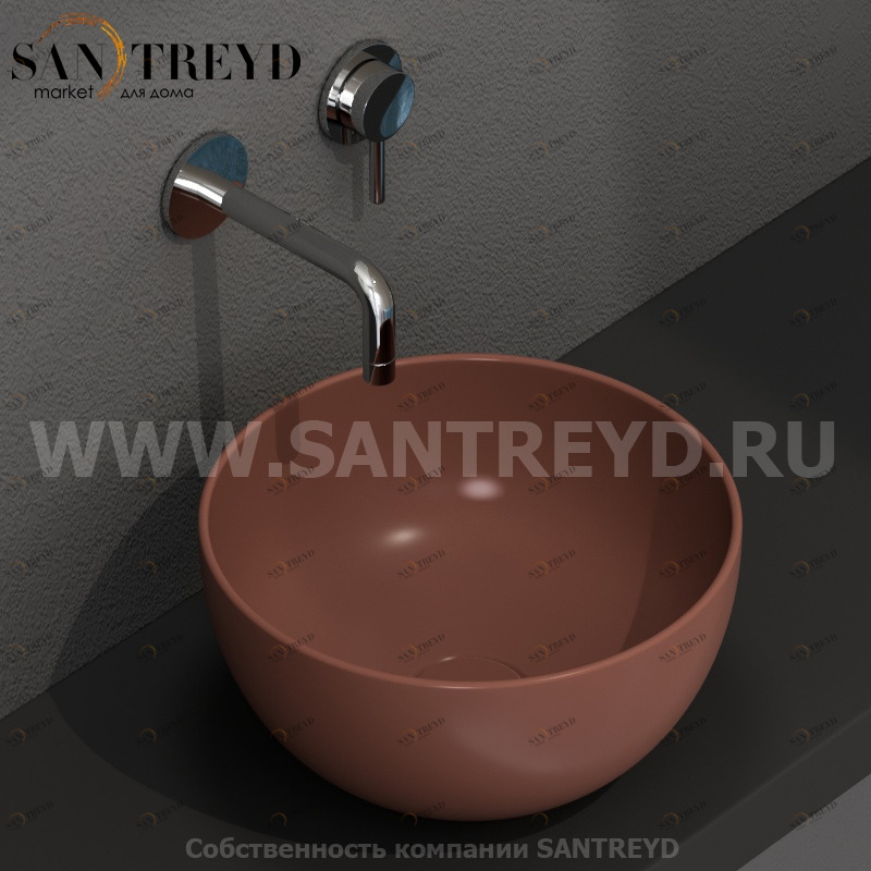 B6T30MT Накладная раковина на столешницу  круглая Ceramica Globo T-EDGE