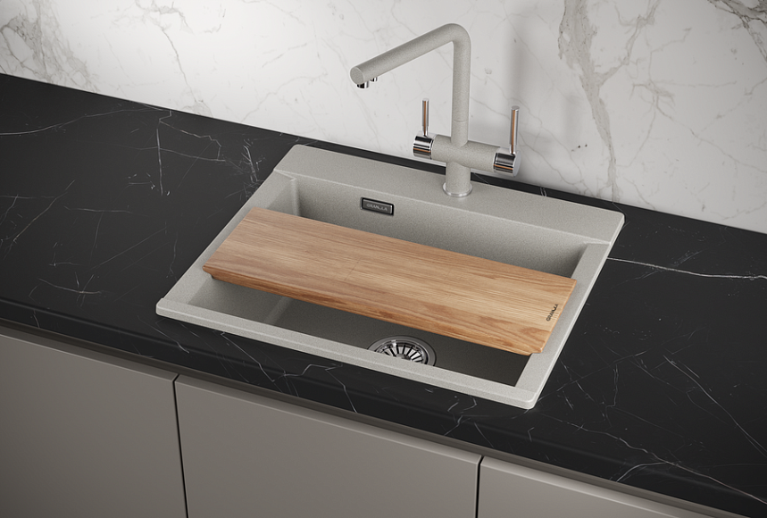 ES-5804, БАЗАЛЬТ, кухонная мойка, кварц, ESTETICA GRANULA 5804-ST198