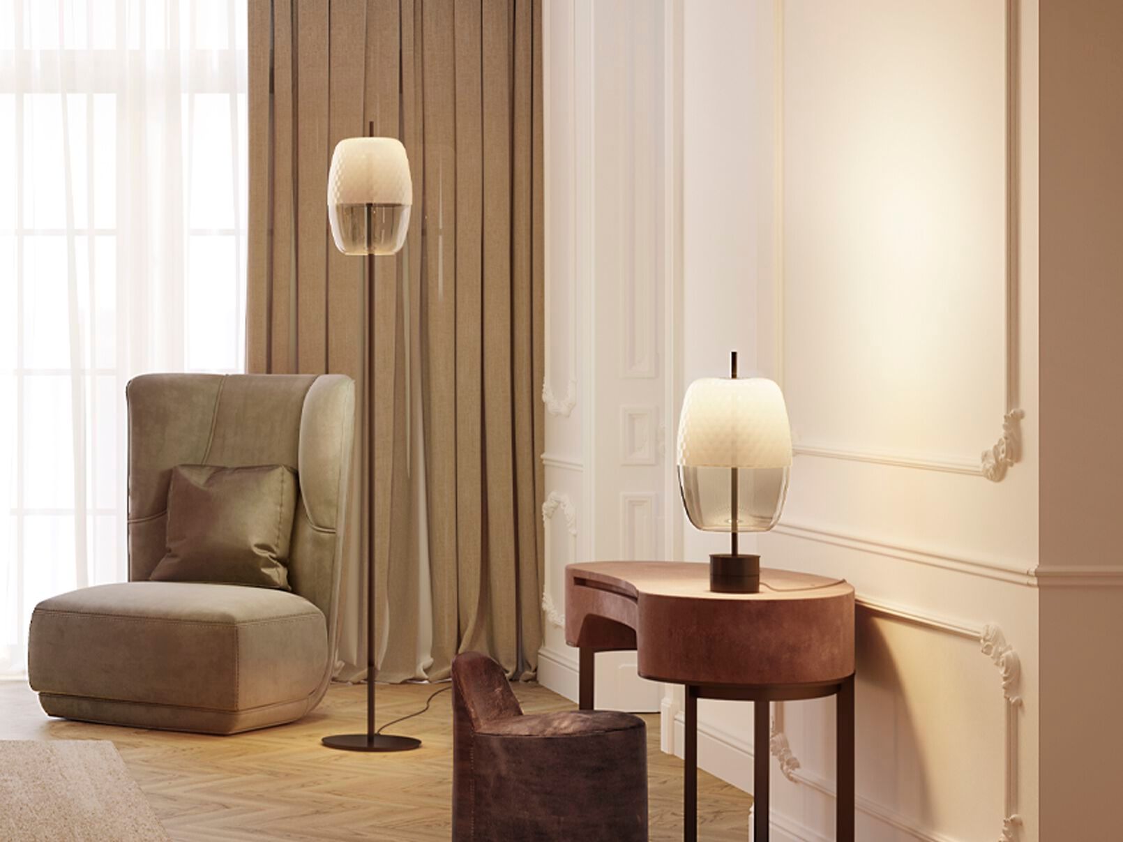 Выдувное стекло Dimmable LED настольная лампа Panzeri Адамас ARCH-00041542 - Вид №7