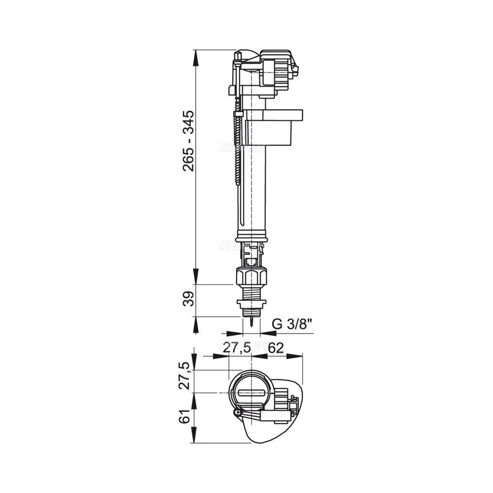 Впускной механизм с нижней подводкой 3/8 Alca Plast STLM-2153566 - Вид №6