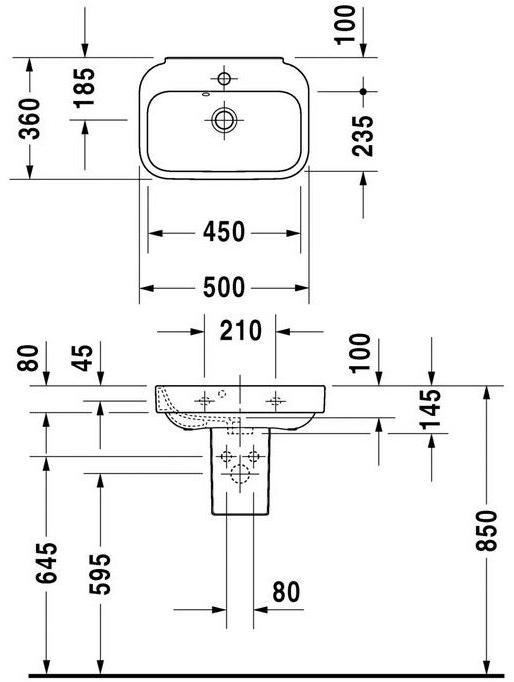 Подвесная раковина настенная овальная Duravit Happy D.2 белая sun-id-1353452 - Вид №2