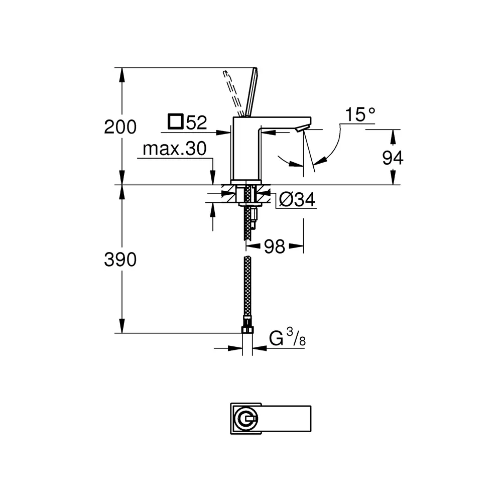 Смеситель для раковины Grohe Eurocube Joy S однорычажный цвет хром 82199584 STLM-2152327 - Вид №1
