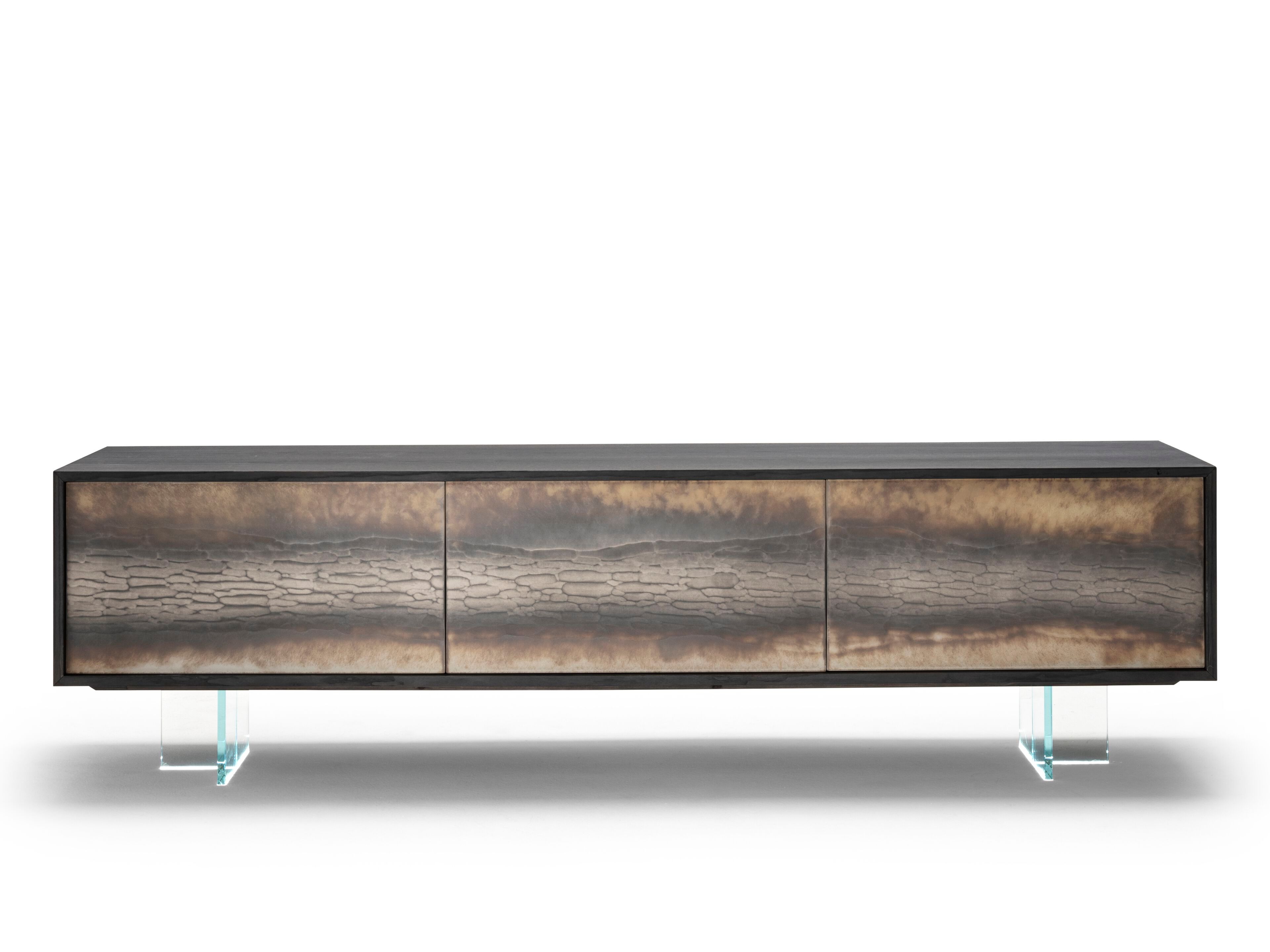 Деревянный и стеклянный шкаф для телевизора с ящиками ARTE VENEZIANA Langhe ARCH-00077127