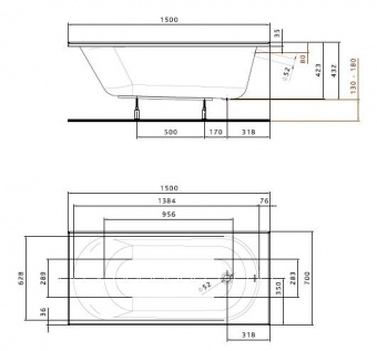 Акриловая ванна 150х70 KOLO Opal Plus XWP1250000  - Вид №1