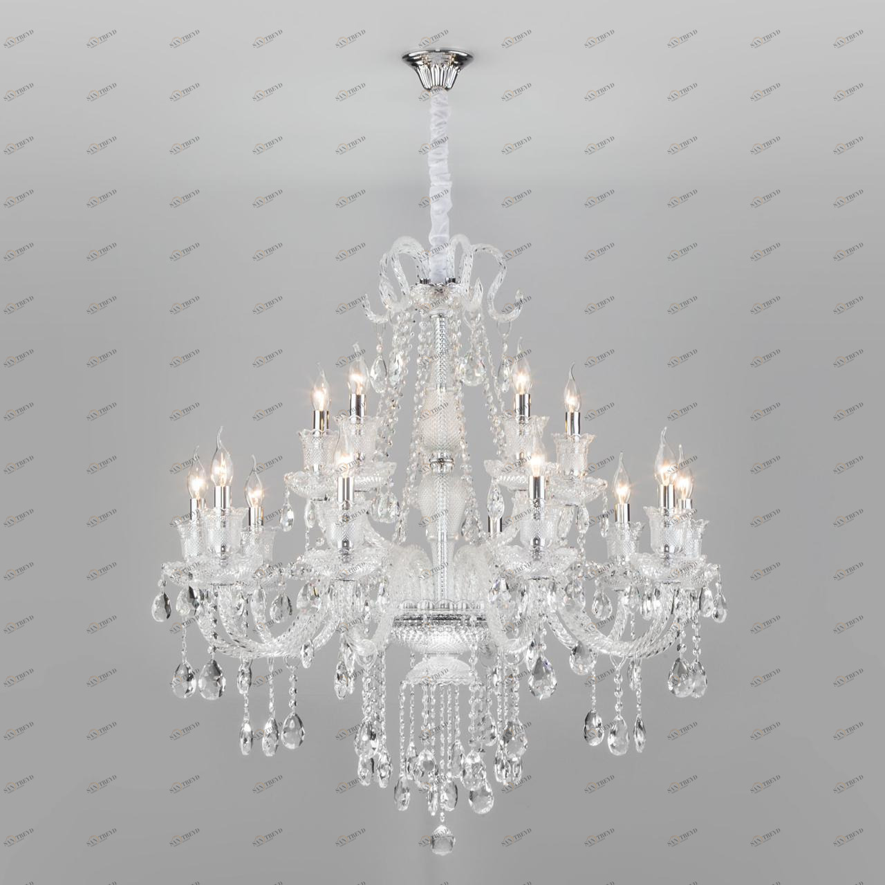Люстра хрустальная подвесная белая 15 ламп Bogates Gabrielle Strotskis 336/15 BOGATES ДИЗАЙНЕРСКИЕ, GABRIELLE 00-3834045 Белый 