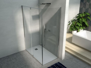 Алюминиевая и стеклянная угловая душевая кабина с поворотной дверью