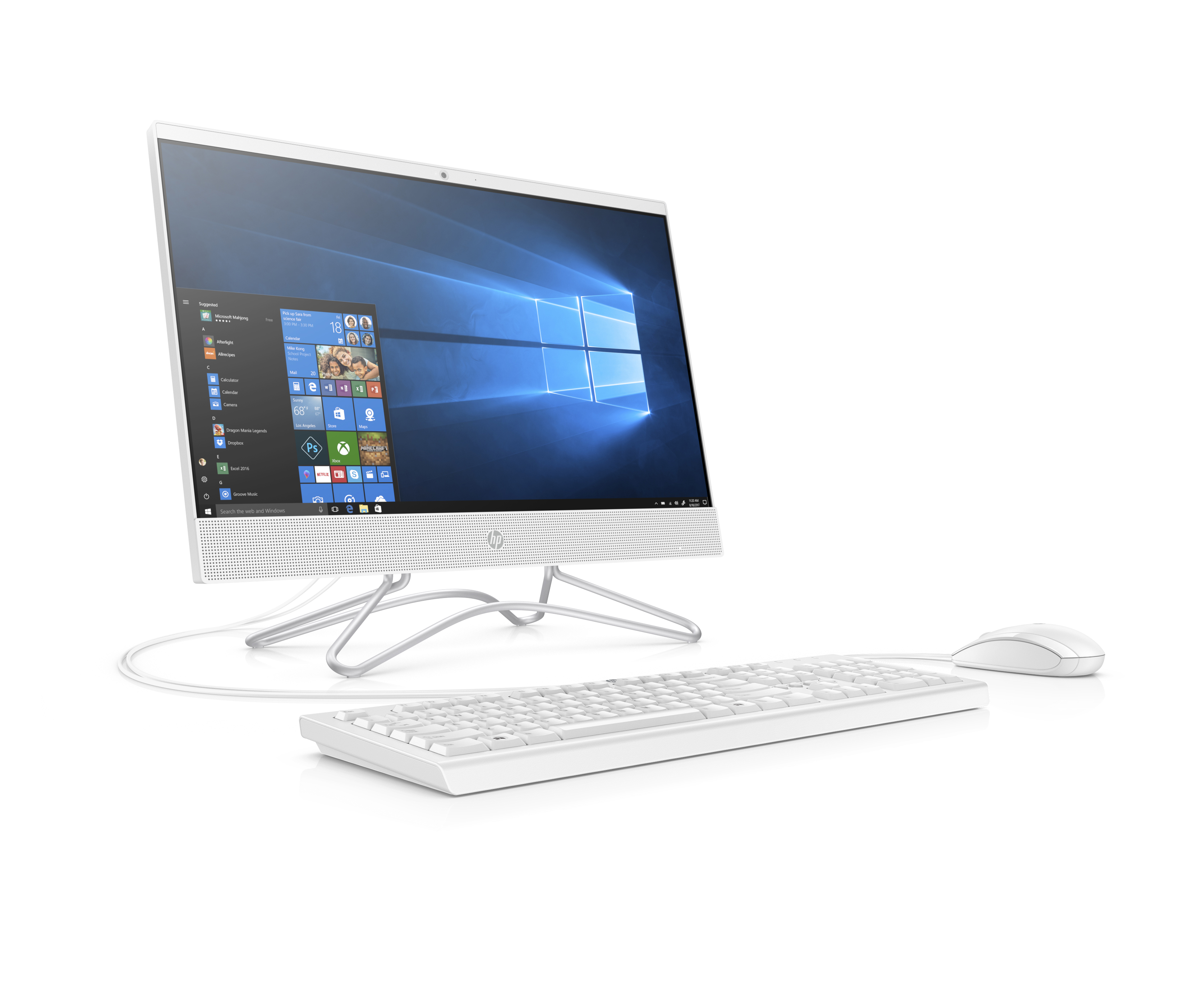 4HF90EA#ACB 22-c0008ur aio 21.5"(1920x1080)/amd a6 9225(2.6ghz)/8192mb/1000gb/nodvd/ext:amd radeon 520(2048mb)/cam/bt/wifi/war 1y/5.39kg/snow white/w10 + usb kbd, usb mouse HP Santreyd  - Вид №2