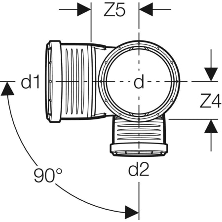 GEBERIT 390.462.14.1 Крестовина двухплоскостная комбинированная Geberit Silent-PP 87,5°, правая  - Вид №2