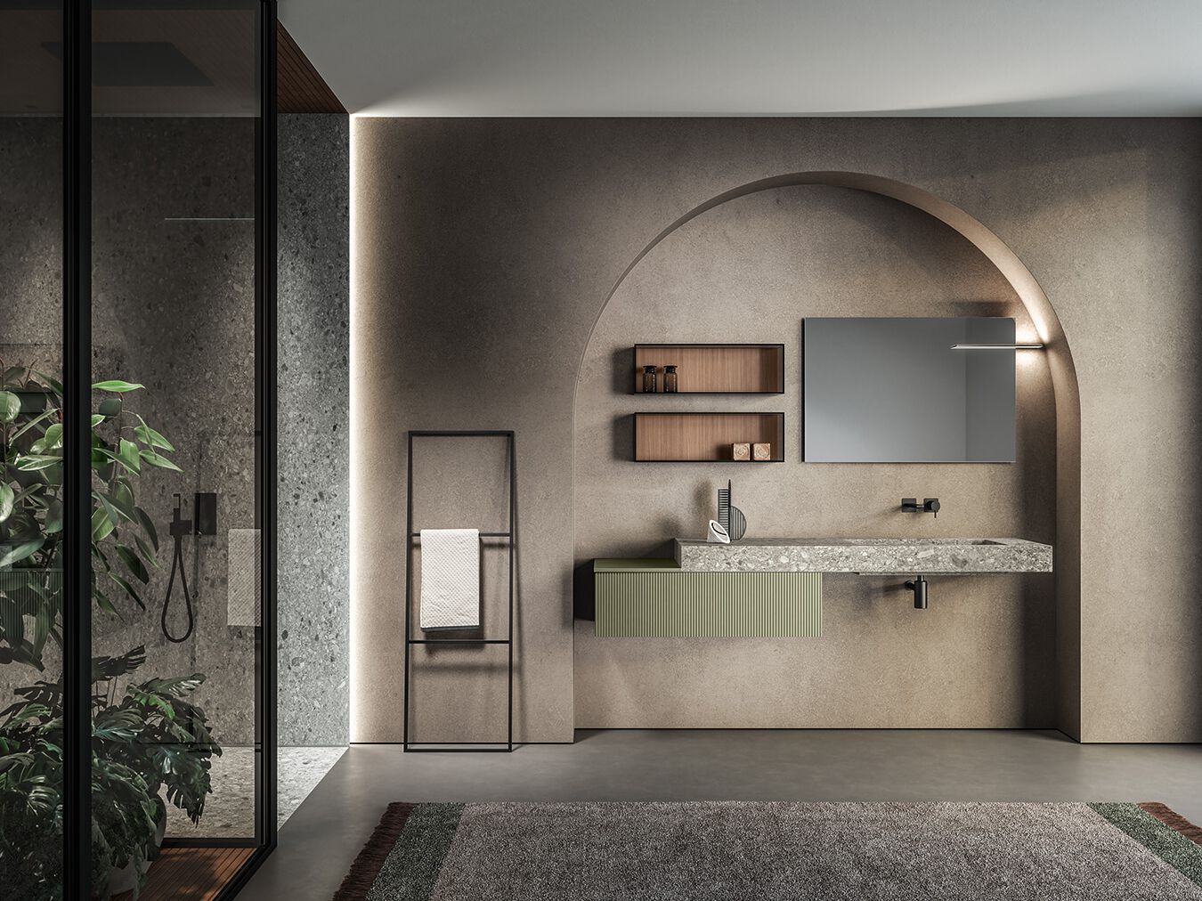 Подвесной туалетный столик с зеркалом BMT Dfly ARCH-00088270