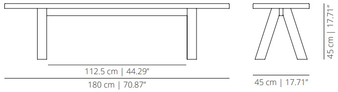 Viccarbe Мягкая скамейка из дуба Trestle Trs/d - l/c - Вид №8