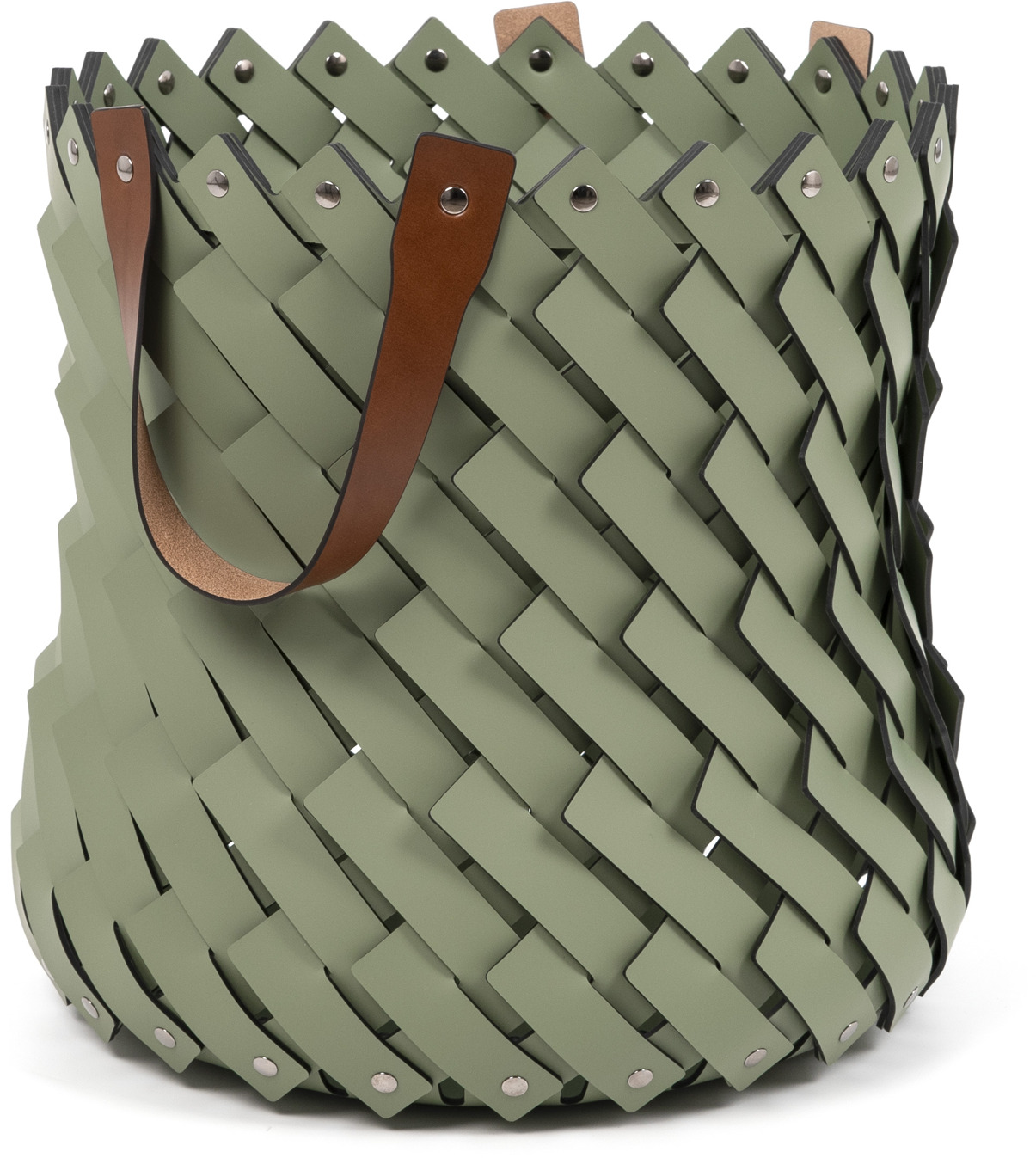 Средняя корзина Almeria с ручками - Ø 40XH42 см / регенерированная кожа_hunter-зеленый