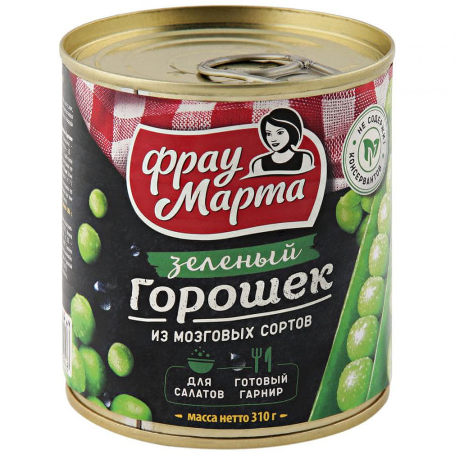 Горошек зеленый из мозговых сортов Фрау Марта 310 г Santreyd 10790 - Вид №1