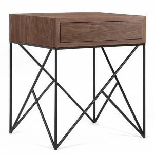 Тумбочка прикроватная для спальни американский орех с черными ножками Prince box black INTELLIGENT DESIGN  260974 Коричневый