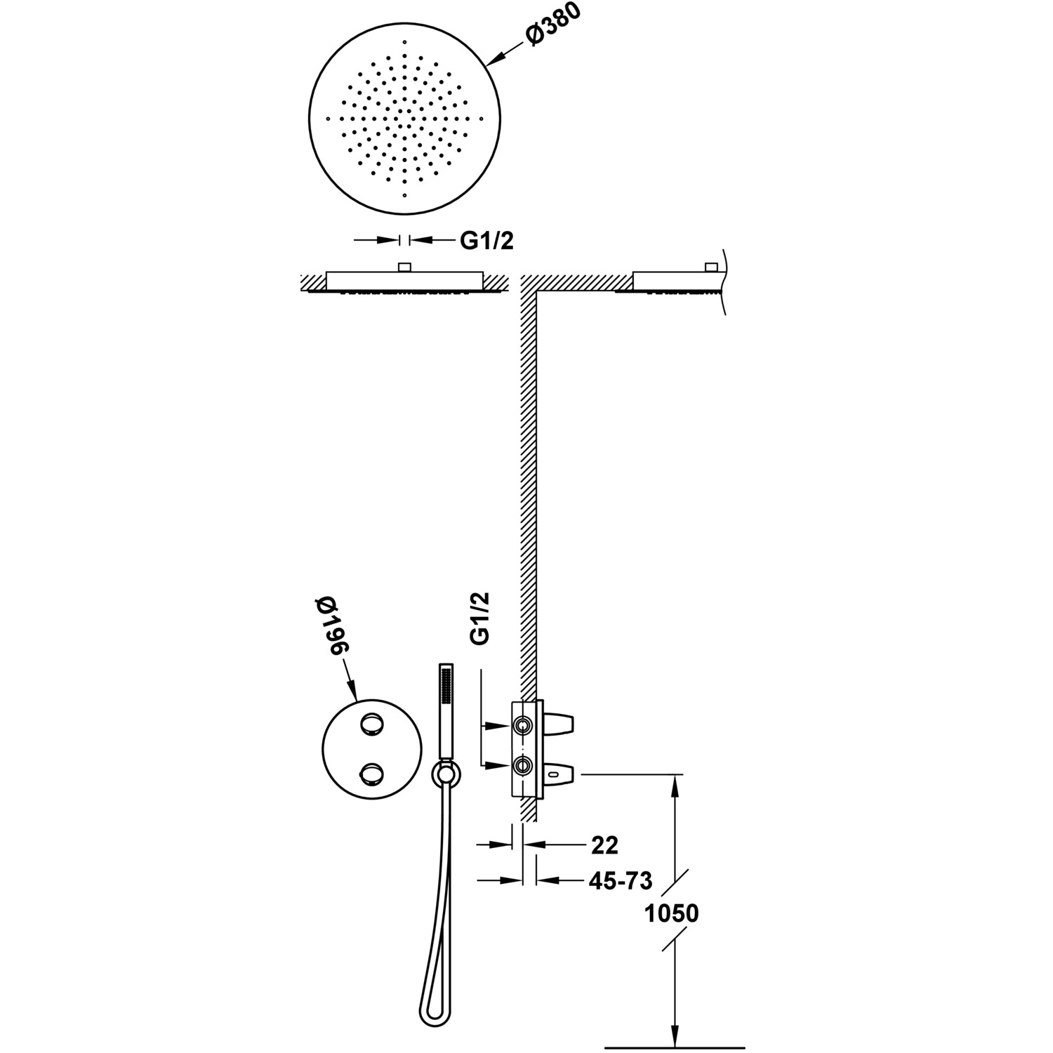 Комплект 2-ходовых скрытых термостатических кранов Therm-box Therm-box для душа-28125005 TRES Fuji - Вид №1