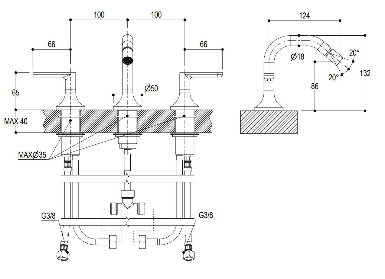 Смеситель для биде с 3 отверстиями Ritmonio Diametro35 Elegance ARCH-00113931 - Вид №2