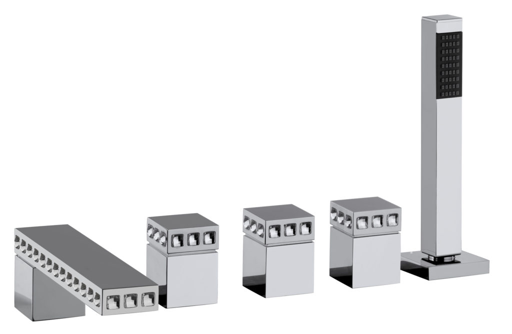 6P531 / DSW Смеситель для ванны и душа на 5 отверстий с ручным душем. Bongio Pure Glam 6P531/DSW