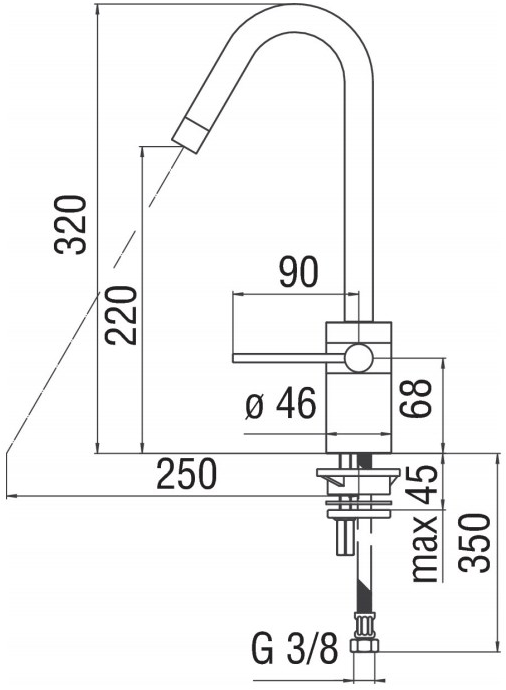 Nobili Rubinetterie Хромированный кухонный смеситель на одно отверстие Plus Pl00123cr - Вид №1