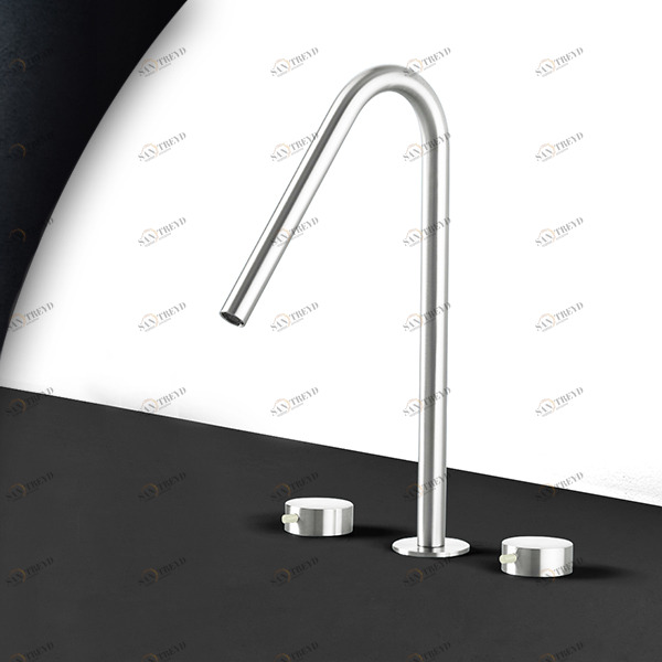 Смеситель для раковины сталь глянцевая с серой ручкой Toki Radomonte TKI24LCIL39