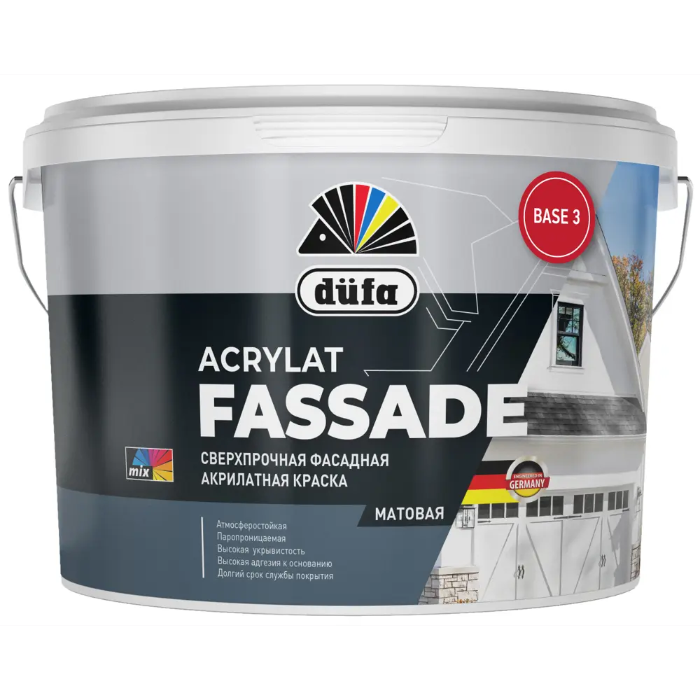 Краска фасадная Dufa Acrylat Fassade матовая цвет прозрачный база C 2.5 л 89448192 STLM-2059248 