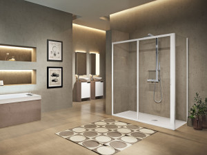 Угловая душевая кабина с раздвижной дверью