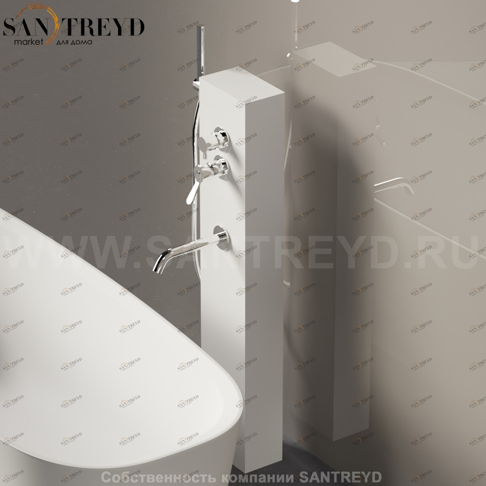 Модуль для установки смесителя PILLAR белый с душевой лейкой по левой стороне Agape ACOL0211CZ