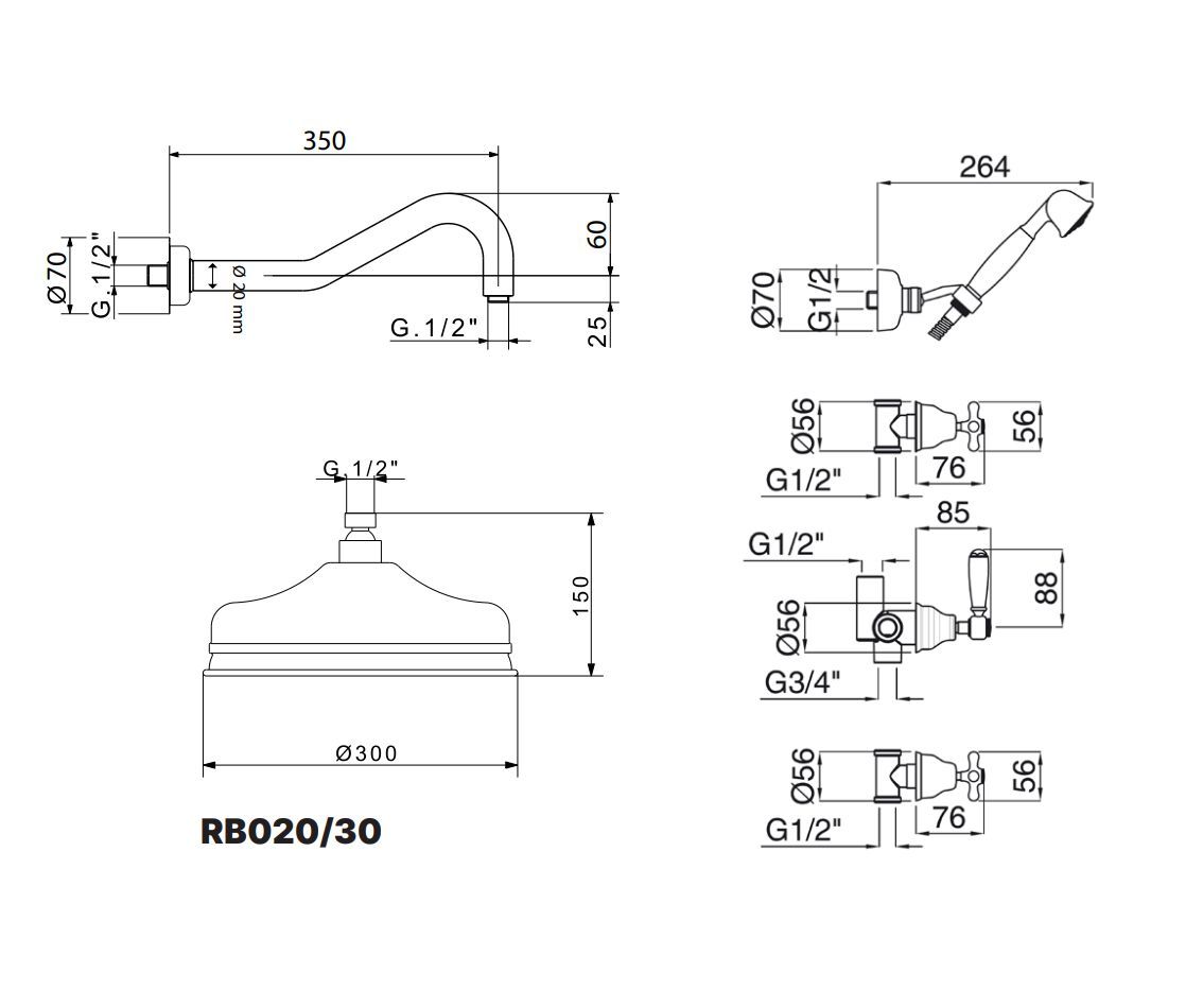 Встраиваемый набор для душа с ручным душем и душем Gaia Mobili Complements ARCH-00147126 - Вид №3