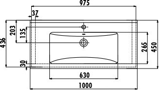 SU100-00CM00E-0000 Раковина SU100.F меб.(45*100 см) КАПУЧИНО Creavit  - Вид №1