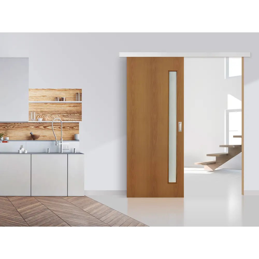 Комплект двери со стеклом 70x200 см финиш бумага цвет орех с добором 150 мм ПРИНЦИП STLM-2079616 - Вид №1