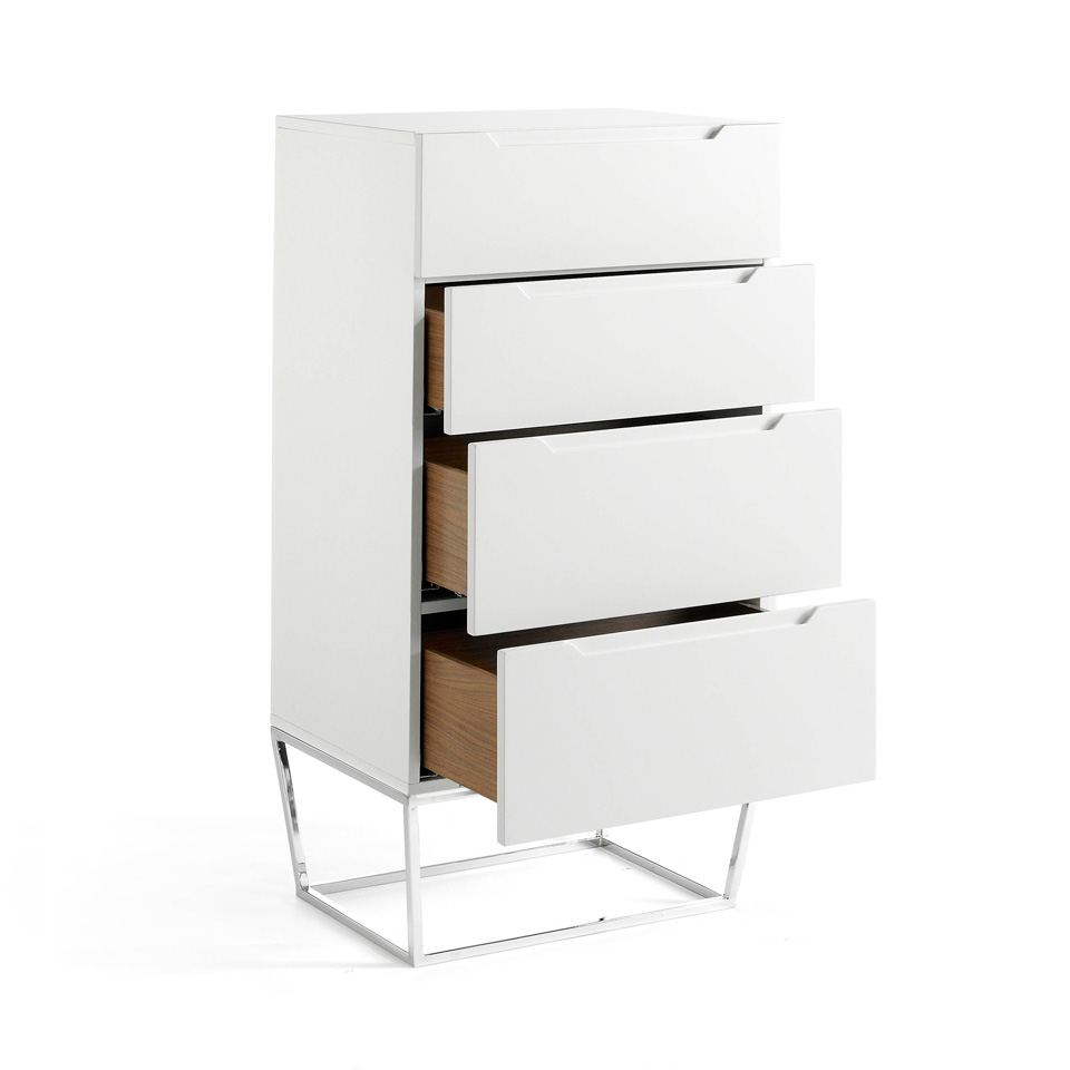 Комод с четырьмя ящиками с металлическими ножками белый от Angel Cerda ANGEL CERDA ДИЗАЙНЕРСКИЕ, CP1801 00-3865659 Белый  - Вид №1