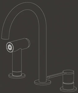 Ceadesign Смеситель для кухни на 3 отверстия из нержавеющей стали с вытяжным душем Innovo Inv 81