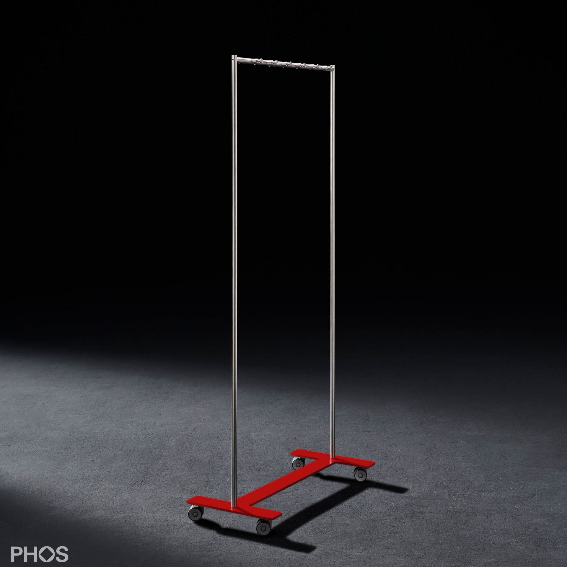 GWT2-BPR Шкаф на колесиках с 12 крючками для одежды, основание: красное. PHOS  - Вид №1